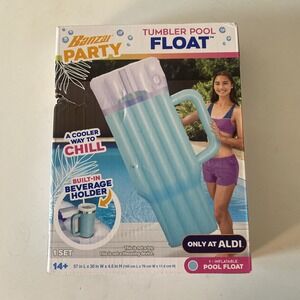 Banzai Party Tumbler Pool Float Inflatable Stanley Shaped NEW Lounger Mat Aqua